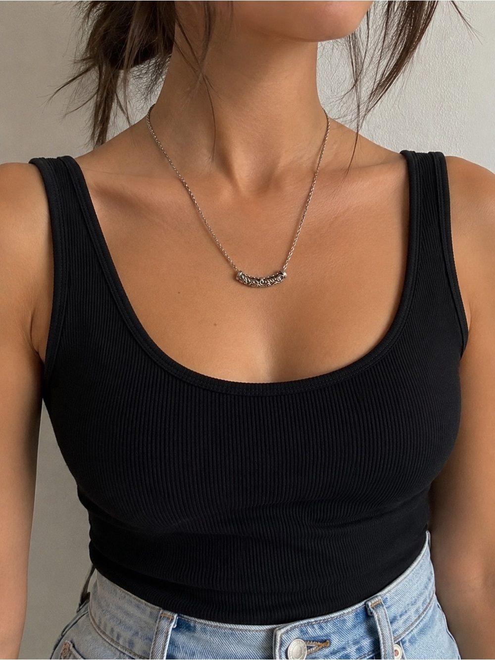 Silver Filigree Bar Pendant Necklace